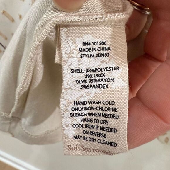 Soft Surroundings Women's Large Primrose Blouse Top Floral Gold Metallic Tie - Picture 9 of 10